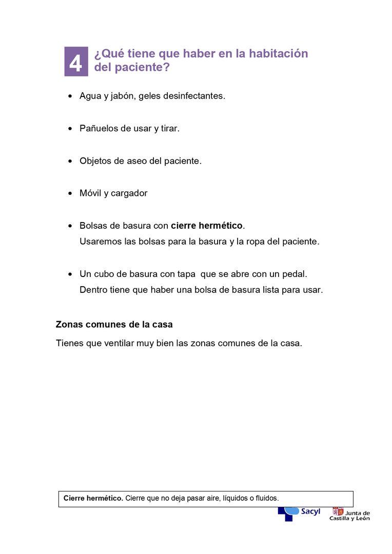 Información enfermos de coronavirus que estén en casa.