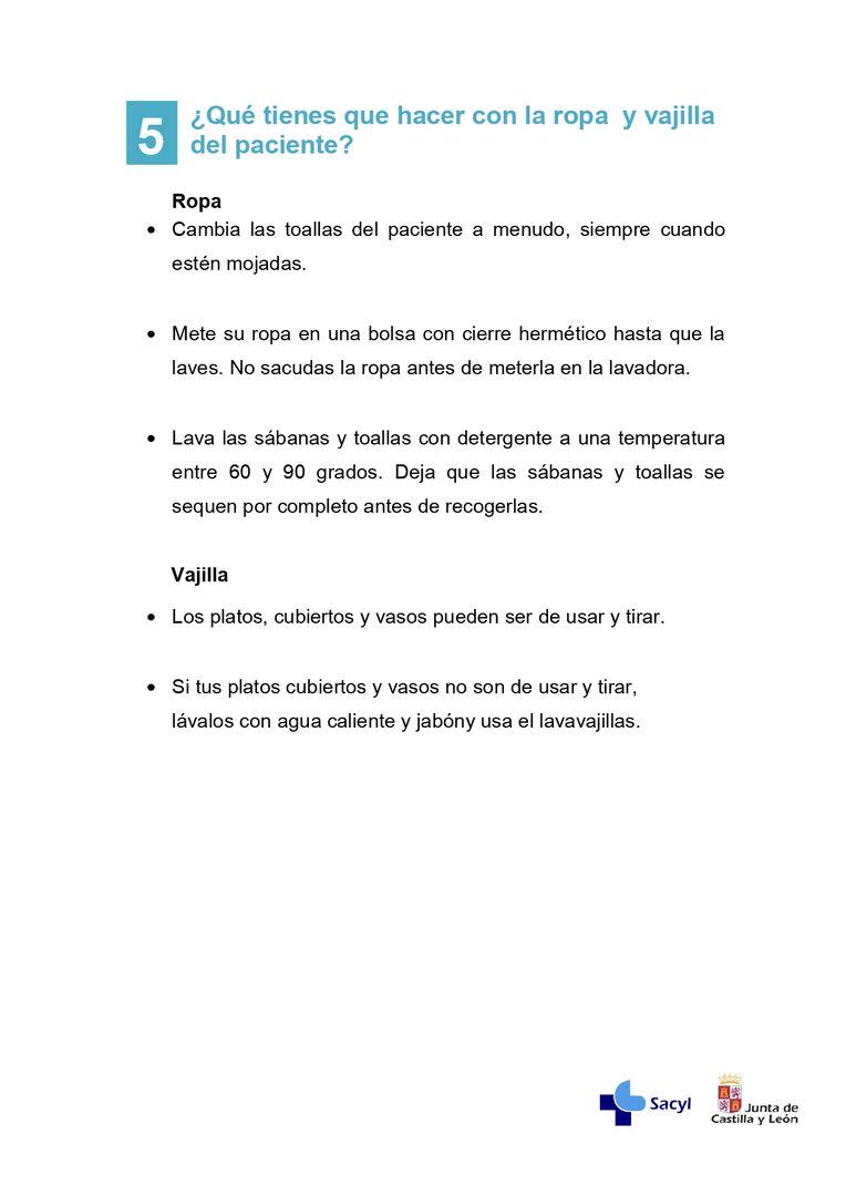 Información enfermos de coronavirus que estén en casa.